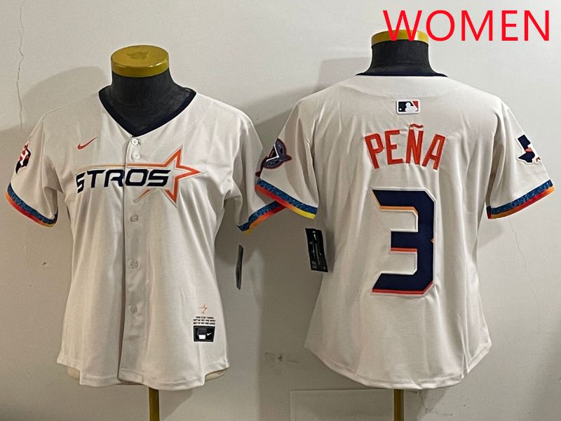 Women Houston Astros #3 Pena Cream Fourth generation Joint Name Nike 2025 MLB Jersey style 1->women mlb jersey->Women Jersey